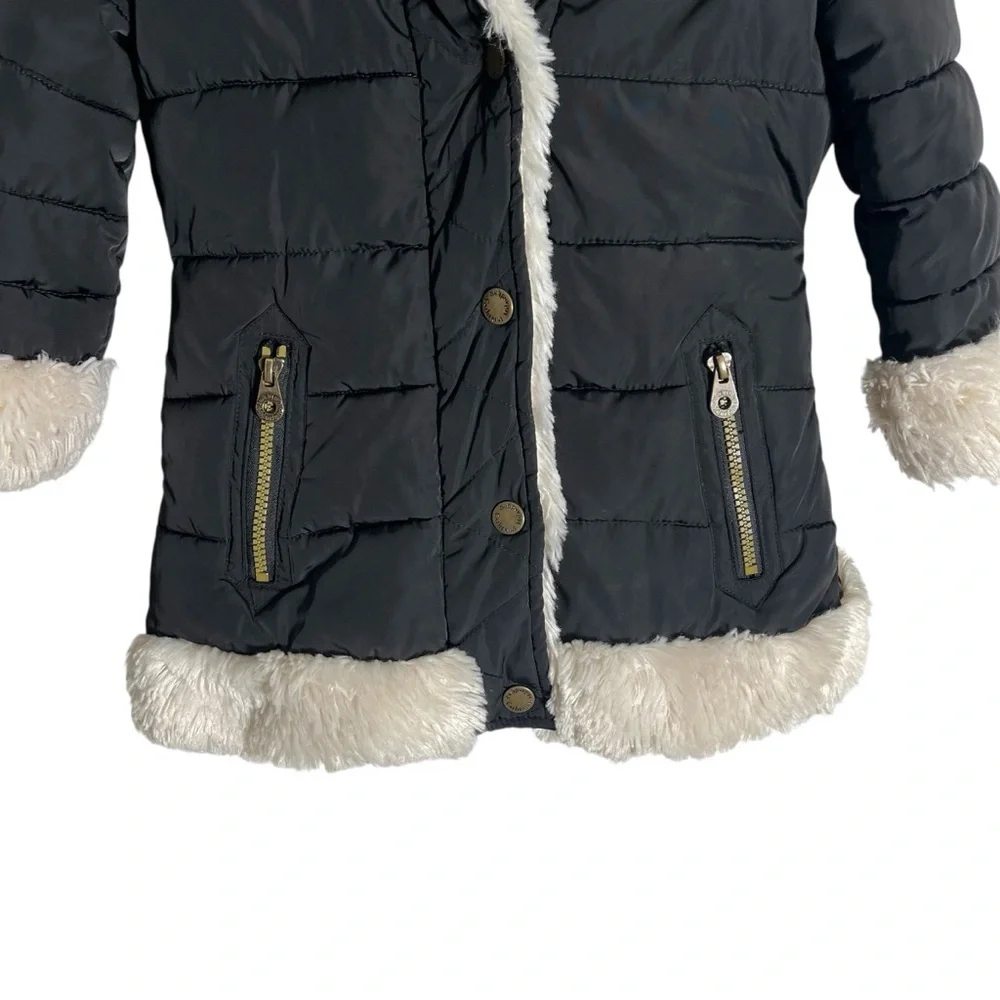CATHERINE MALANDRINO‎ Girls Puffer Coat with Faux Fur Trim